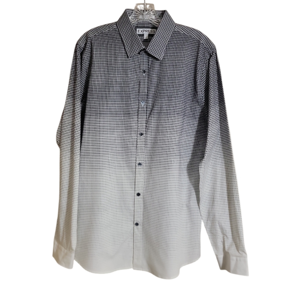 Express men's large extra slim fit plaid button down shirt 100% cotton
